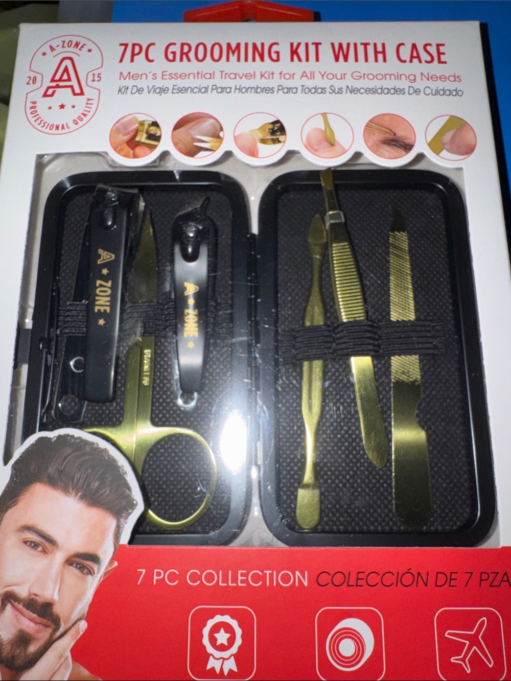 7PC Men's Grooming Kit in Gold